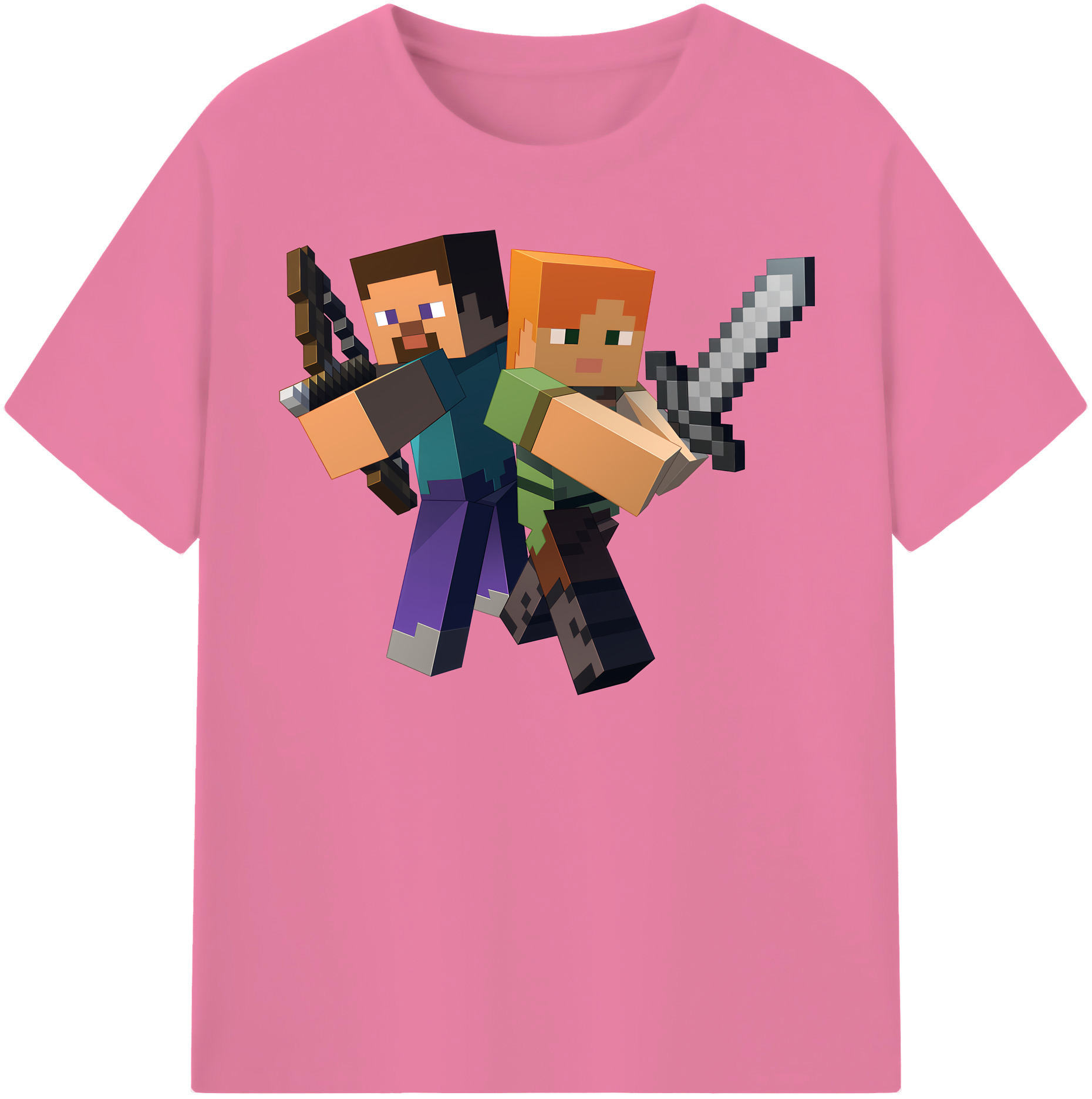 （画像用） マインクラフト ブロックの世界 Minecraft MC Block world 綿100％半袖Tシャツ（フロントプリント）